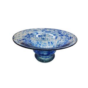 vintage speckled blue hand blown studio art glass.